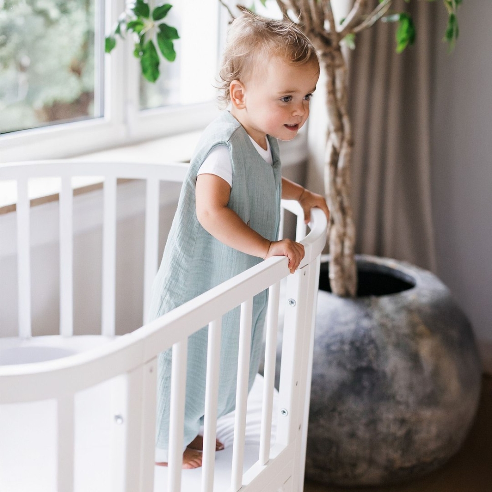 Miegmaišis su kojomis iš muslino, 0,5 TOG, „Malaga“, 1–2 m., mėtų spalvos